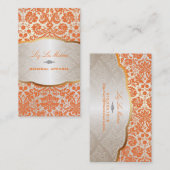 PixDezines desirée damask/sinaasappel Visitekaartje (Voorkant / Achterkant)
