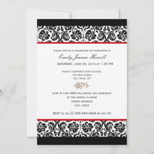 PixDezines DESIREE DAMASK+SWIRLS, AFSTUDEREN Kaart (Achterkant)