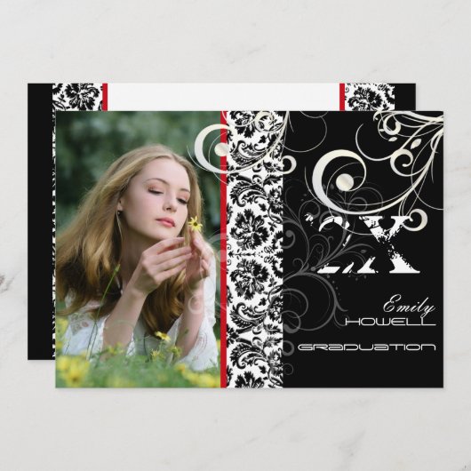 PixDezines DESIREE DAMASK+SWIRLS, AFSTUDEREN Kaart (Voorkant / Achterkant)