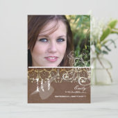 PixDezines Desiree Damask+Swirls Afstuderen Kaart (Staand voorkant)