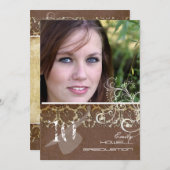 PixDezines Desiree Damask+Swirls Afstuderen Kaart (Voorkant / Achterkant)