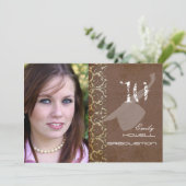 PixDezines Desiree Damask+Swirls Afstuderen Kaart (Staand voorkant)