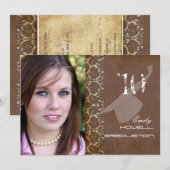 PixDezines Desiree Damask+Swirls Afstuderen Kaart (Voorkant / Achterkant)