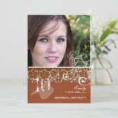 PixDezines Desiree Damask+Swirls Afstuderen Kaart (Staand voorkant)