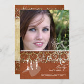 PixDezines Desiree Damask+Swirls Afstuderen Kaart (Voorkant / Achterkant)