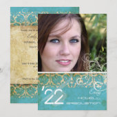 PixDezines Desiree Damask/ turquoise Kaart (Voorkant / Achterkant)