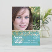 PixDezines Desiree Damask/turquoise oud model Kaart (Staand voorkant)