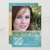 PixDezines Desiree Damask/turquoise oud model Kaart (Voorkant / Achterkant)