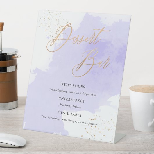 PixDezines Dessert Bar Lavender Waterverf Swatch Reclamebord Met Voetstuk (Insitu)