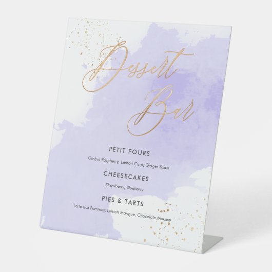 PixDezines Dessert Bar Lavender Waterverf Swatch Reclamebord Met Voetstuk (Voorkant)