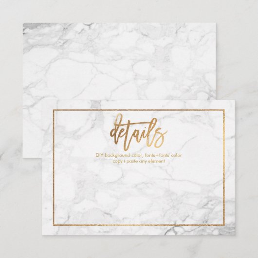 PixDezines DETAILS KAARTEN/MARBLE+FAUX GOLD Informatiekaartje (Voorkant / Achterkant)