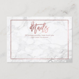 PixDezines DETAILS KAARTEN/MARBLE+FAUX ROOS GOLD Informatiekaartje