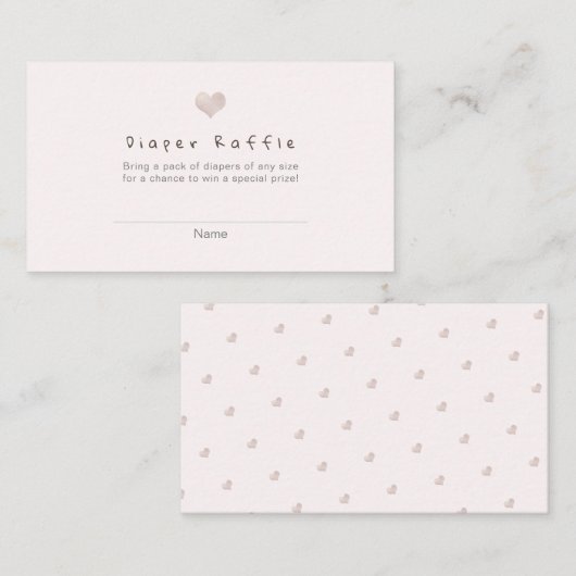 PixDezines Diaper Raffle Blush Heart Informatiekaartje (Voorkant / Achterkant)