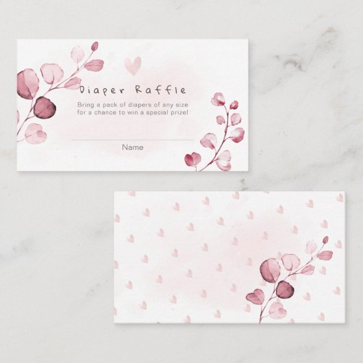 PixDezines Diaper Raffle Gum Eucalyptus Place Card Plaatskaartje (Voorkant / Achterkant)