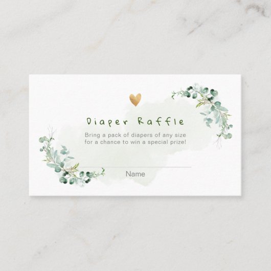 PixDezines Diaper Raffle Gum Eucalyptus Place Card Plaatskaartje (Voorkant)