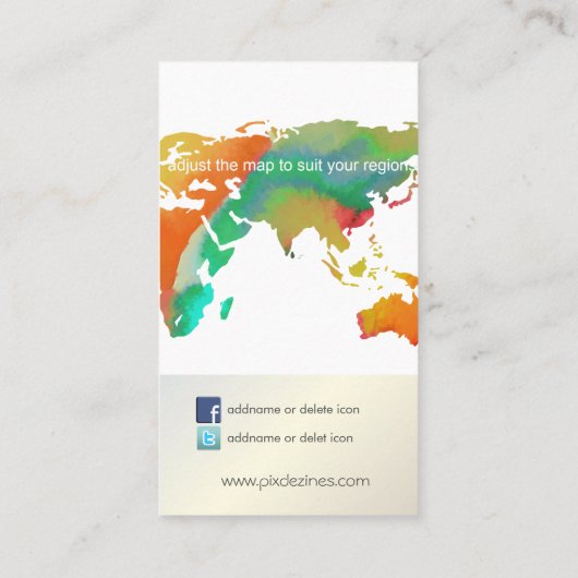 PixDezines die globale/waterverf woordkaart gaan Visitekaartje (Achterkant)