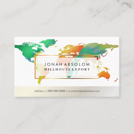 PixDezines die globale/waterverf woordkaart gaan Visitekaartje (Voorkant)
