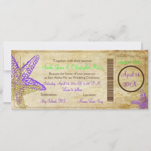 PixDezines die Pass+Beach, Paarse staarvis aan boo Kaart (Voorkant)