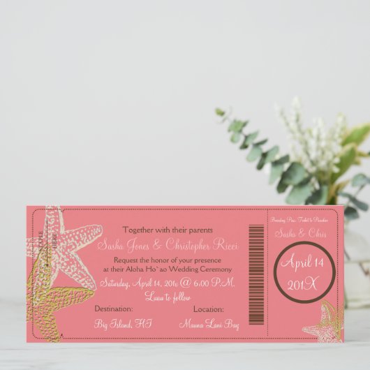 PixDezines die Pass+Starfish Invitations aanschaff Kaart (Staand voorkant)
