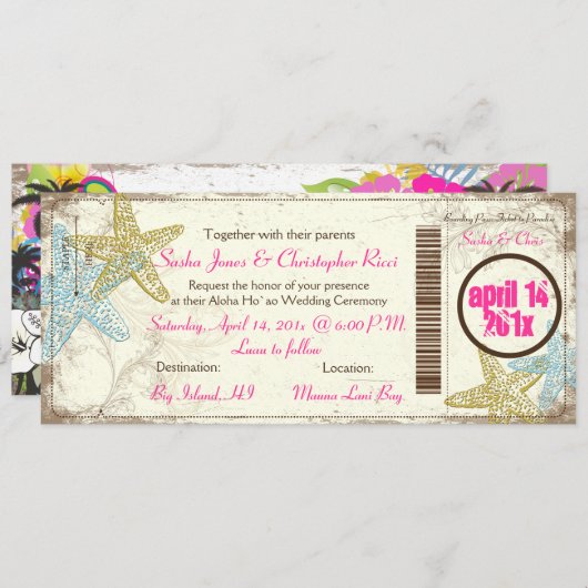 PixDezines die Pass to Paradise instappen Kaart (Voorkant / Achterkant)