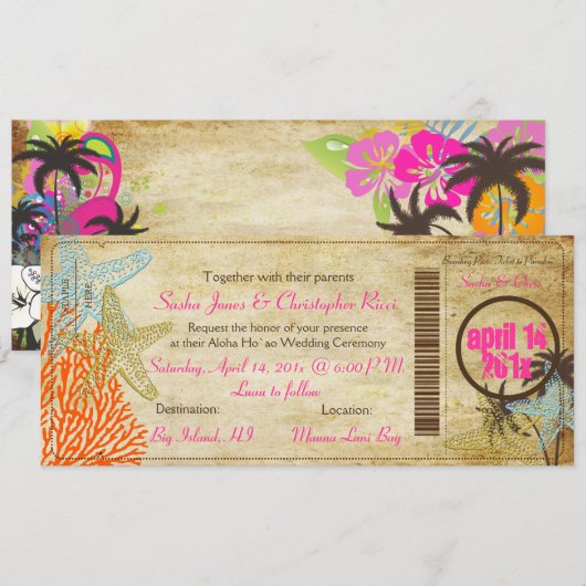 PixDezines die Pass to Paradise instappen Kaart (Voorkant / Achterkant)