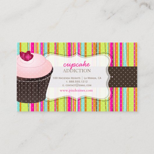 PixDezines dij background/cupcake+plaids Visitekaartje (Achterkant)