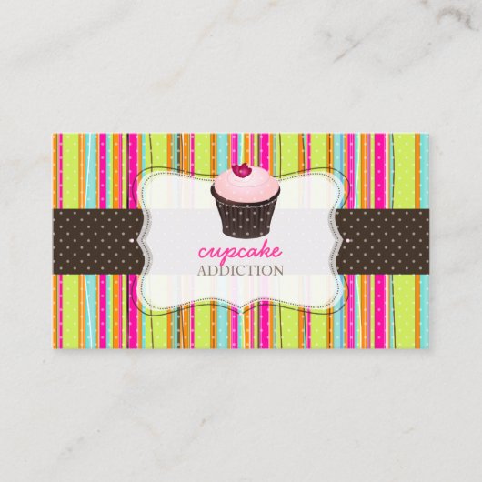 PixDezines dij background/cupcake+plaids Visitekaartje (Voorkant)
