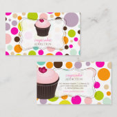 PixDezines dij cupcake+regenboogpolka-punten Visitekaartje (Voorkant / Achterkant)