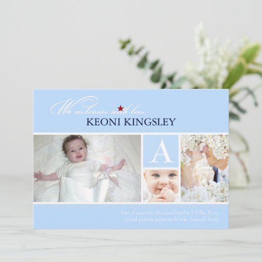 PixDezines dij kleur, geboorteaankondiging/stippen Aankondiging (Staand voorkant)