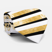 PixDezines dij kleuren/faux goud/zwart/wit Stropdas (Opgerold)