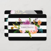 PixDezines Directions mitzvah/DIYstripes/floral Informatiekaartje (Voorkant / Achterkant)