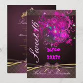 PixDezines Disco Bal Sweet 16/prinses/tiara Kaart (Voorkant / Achterkant)