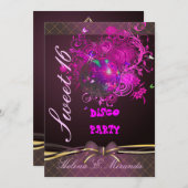 PixDezines Disco Ball Sweet 16/princess/tiara Kaart (Voorkant / Achterkant)