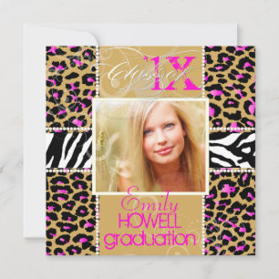 PixDezines diy 2012 Afstudeerders, roze cheetah+ze Kaart