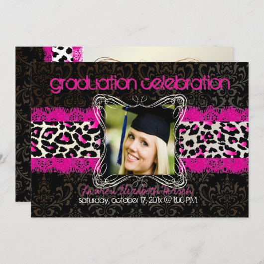 PixDezines diy 2012 graduation/cheetah 5x7 Kaart (Voorkant / Achterkant)