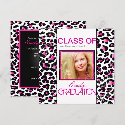 PixDezines diy 2012 graduation, cheetah Kaart (Voorkant / Achterkant)