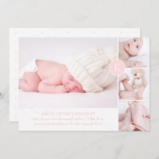 PixDezines diy accent kleur/geboorteaankondiging Aankondiging (Voorkant / Achterkant)