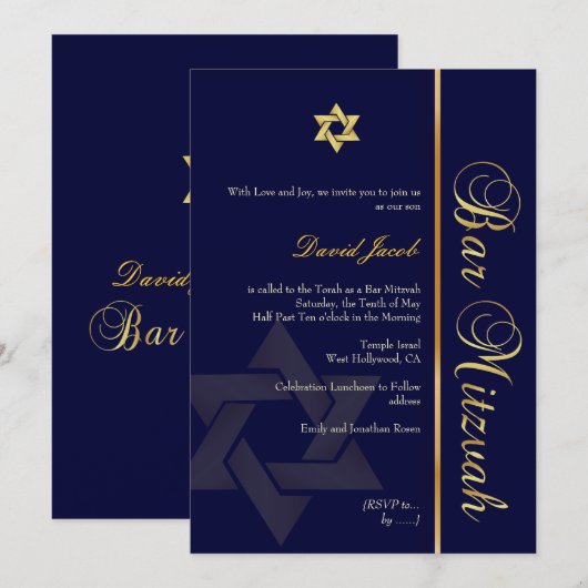 PixDezines DIY ACHTERGROND/CLASSIC GOLD/BAR MITZVA Kaart (Voorkant / Achterkant)