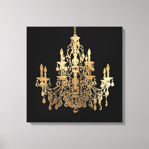 PixDezines DIY Achtergrond/Faux Gouden Kroonluchte Canvas Afdruk