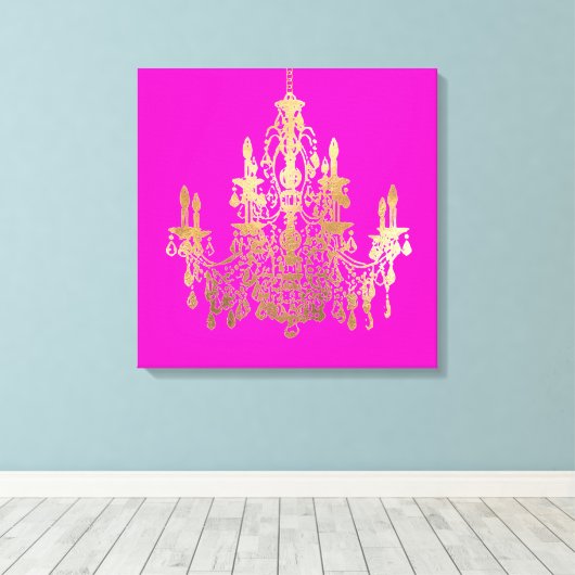 PixDezines DIY Achtergrond/Faux Gouden Kroonluchte Canvas Afdruk (Insitu (Houten vloer))