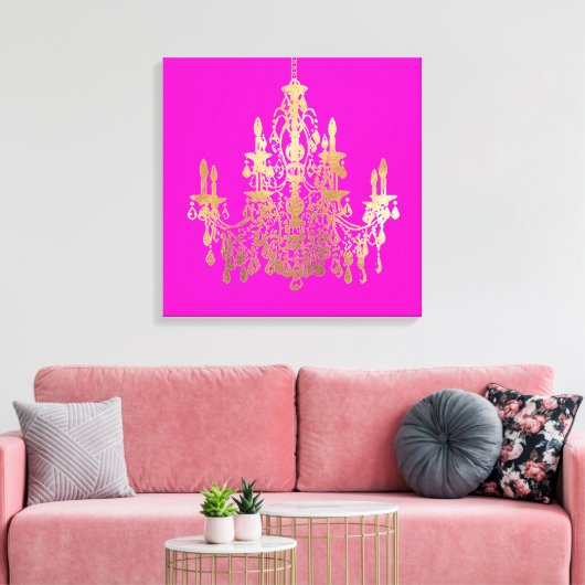 PixDezines DIY Achtergrond/Faux Gouden Kroonluchte Canvas Afdruk (Insitu (Woonkamer))