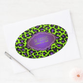 PixDezines DIY achtergrond kleur/paarse cheetah Ovale Sticker (Envelop)