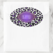 PixDezines DIY achtergrond kleur/paarse cheetah Ovale Sticker (Tas)