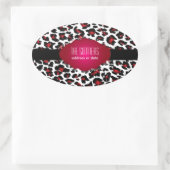 PixDezines DIY achtergrond kleur/rode cheetah Ovale Sticker (Tas)
