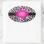 PixDezines DIY achtergrond kleur/roze cheetah Ovale Sticker (Tas)