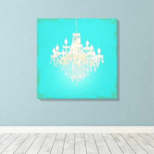 PixDezines DIY Achtergrond/Kristallen Kroonluchter Canvas Afdruk (Insitu (Houten vloer))