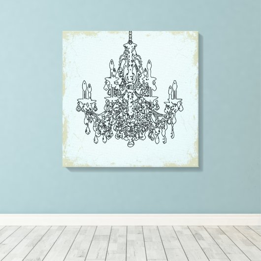 PixDezines DIY Achtergrond/Zwarte Kroonluchter Canvas Afdruk (Insitu (Houten vloer))