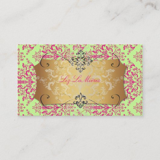 PixDezines DIY achtergrondkleur, Étienne Damask Visitekaartje (Voorkant)