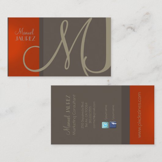 PixDezines diy achtergrondkleuren/stijlvol monogra Visitekaartje (Voorkant / Achterkant)