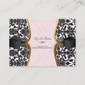 PixDezines/diy background/black flora damask Visitekaartje (Achterkant)